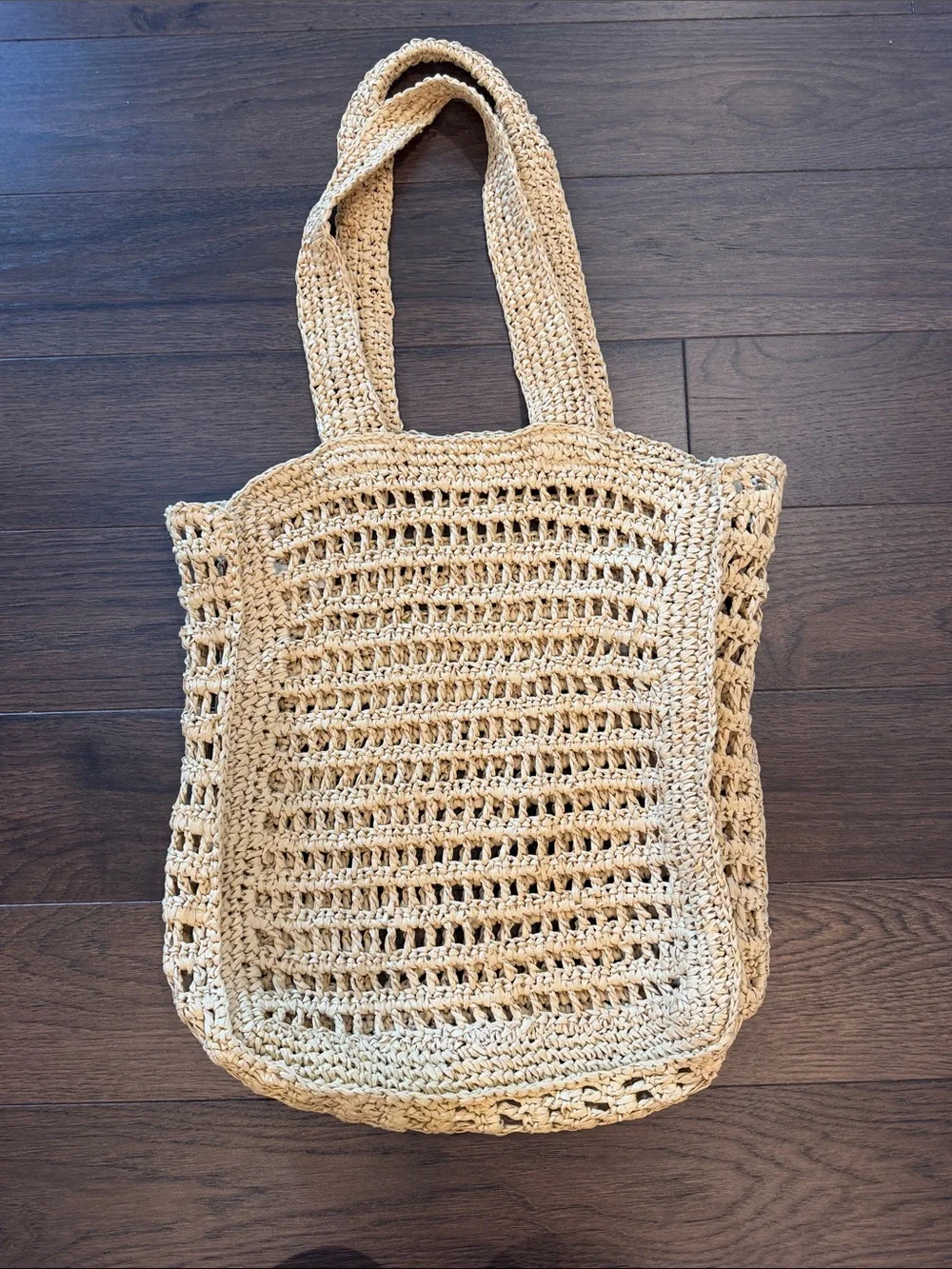 Loft Woven Crochet Beach Tote Bag in Natural